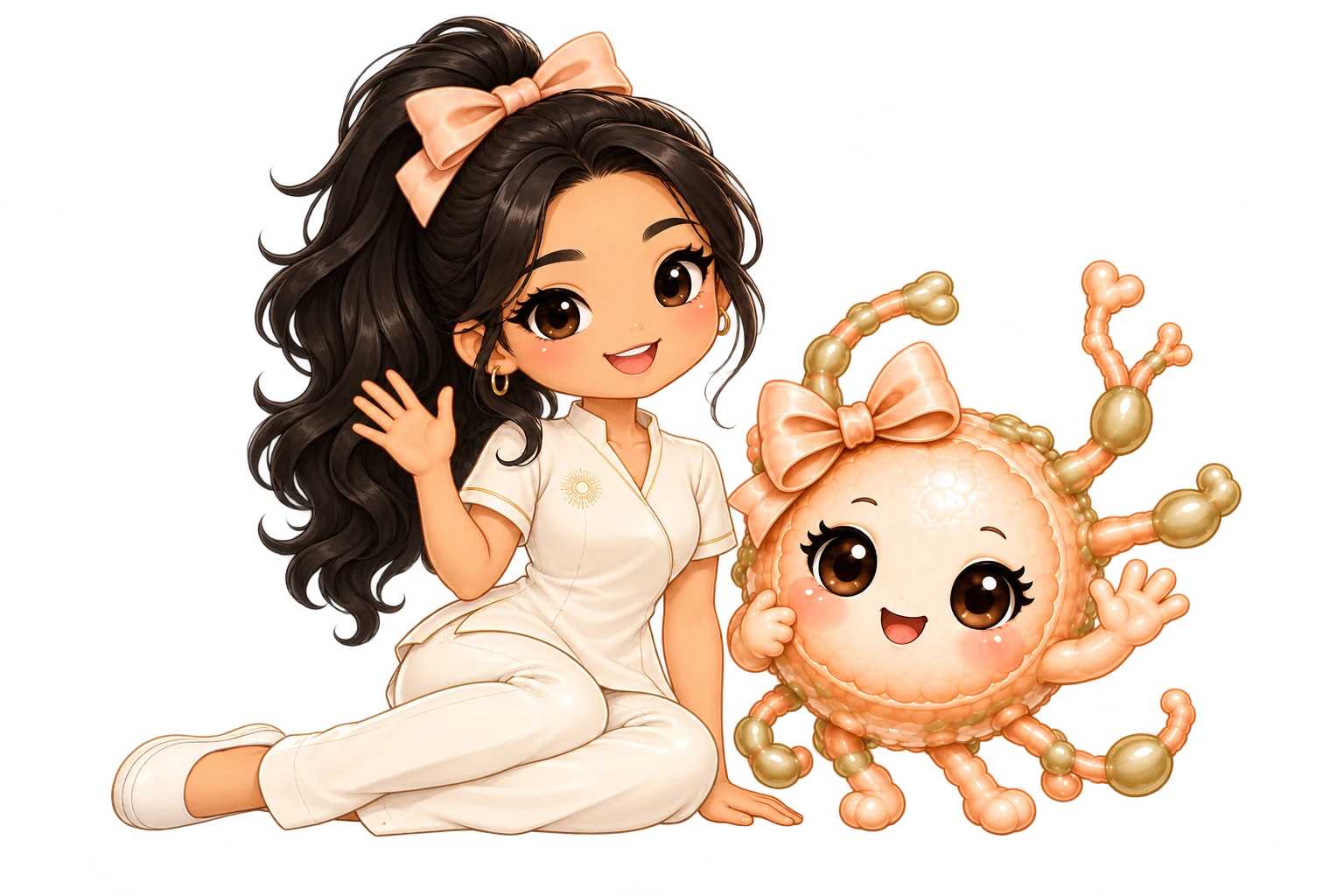 The Flawless girl in her cream spa uniform and Lymphie welcoming you